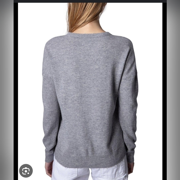 Zadig & Voltaire Gaby Strass Leaves Wool & Cashmere Sweater Lavender Ptp… - Picture 3 of 11